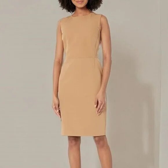 Anne Klein Women's Wide Open-Front Collar Topper and Sleeveless Sheath Dress - Picture 2 of 7